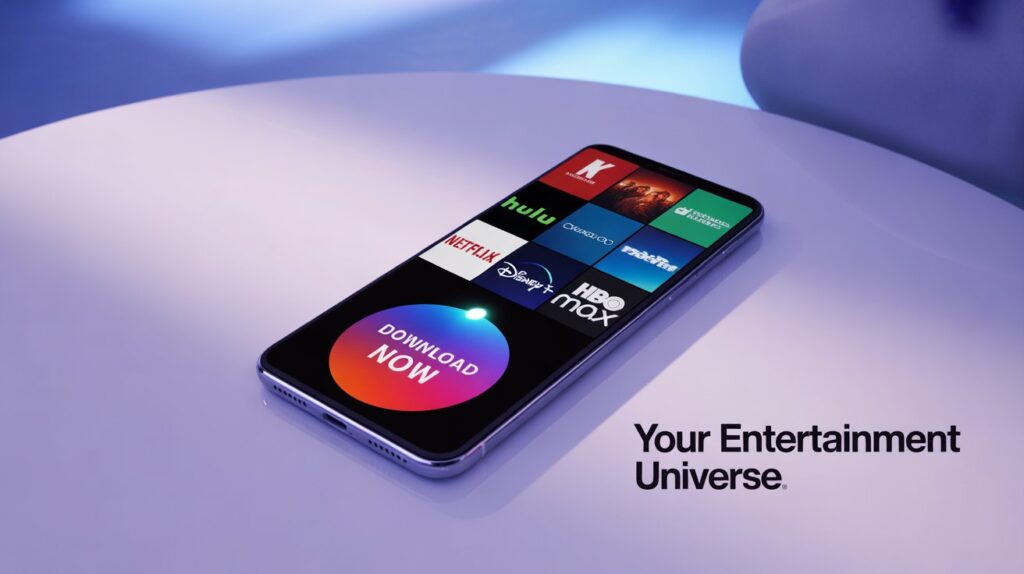 A clean, composite image showing multiple popular streaming service app icons 123movies download