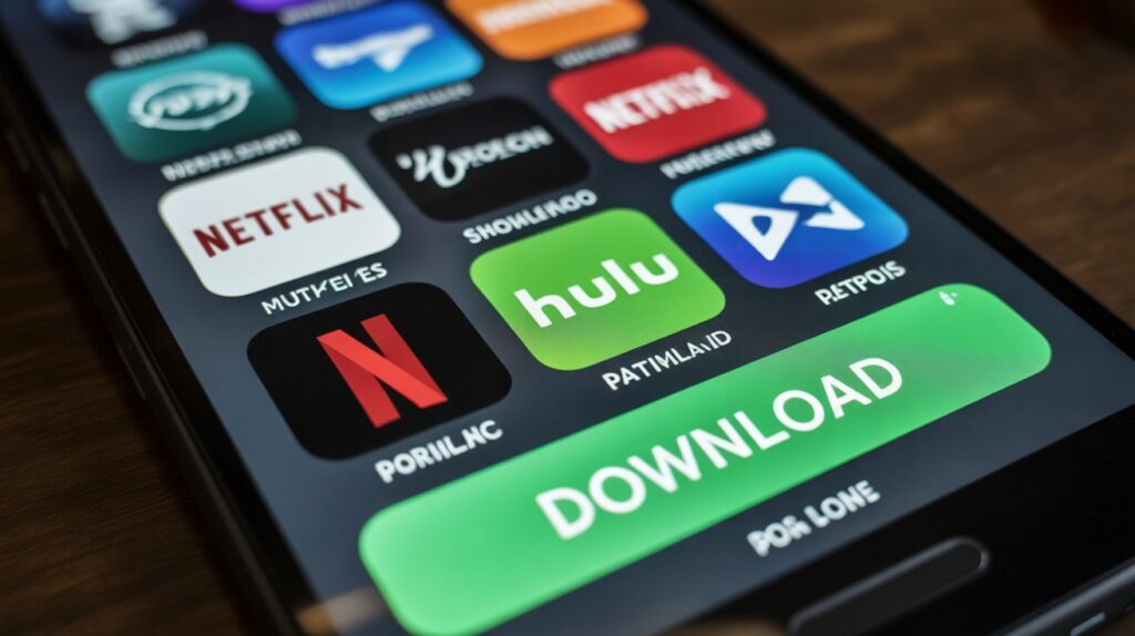 A clean, composite image showing multiple popular streaming service app icons 3 download